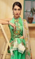 Digital Printed Lawn Shirt With Embroidered Neck Digital Printed Lawn Dupatta Dyed Cambric Trouser