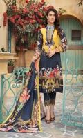 Digital Printed Lawn Shirt With Embroidered Neck Digital Printed Lawn Dupatta Dyed Cambric Trouser