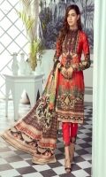 Digital Printed Lawn Shirt With Embroidered Neck Digital Printed Lawn Dupatta Dyed Cambric Trouser