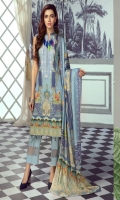 Digital Printed Lawn Shirt With Embroidered Neck Digital Printed Lawn Dupatta Dyed Cambric Trouser
