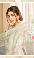 Digital Printed Lawn Shirt 3.25 Yards Embroidered Net Dupatta 2.65 Yards Dyed Trouser 2.65 Yards Embroidered Trouser Lace on Tissue – 40” 01 Piece Embroidered Border Lace on Tissue – 30” 01 Piece 3D Flowers 12Pieces