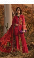 Embroidered Dyed Lawn Front with Sequin - 1.25 Yards Digital Printed Lawn Back & Sleeves - 02 Yards Medium Silk Printed Dupatta - 2.73 Yards Printed Trouser - 2.65 Yards Schiffli Embroidered Border Lace on Fabric (30”) - 01 Piece