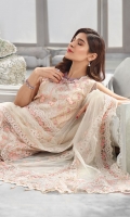 Printed Lawn Shirt - 3.25 Yards Embroidered Net Dupatta with Hand Embellishment - 2.73 Yards Printed Trouser - 2.65 yards Embroidered Border Lace on Tissue (30”) - 01 Piece Embroidered Neck Line on Tissue - 01 Piece