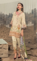 Shirt Front Printed - 1.28 yards Shirt Back Printed - 1.28 yards Shirt Sleeves Printed - 0.68 yards Woollen Shawl Printed - 2.73 yards Trouser Printed - 2.65 yards Embroidered Neck Line - 01 patch Embroidered Front Border Lace - 25 Inches Embroidered Trouser Lace - 40 Inches