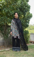 • Digital Embroidered Cambric Shirt, • Digital Silk & Embroidered Chiffon Dupattas, • And Trousers.