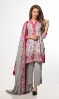 3 Meters Printed Lawn Shirt  2.5 Meters Lawn Dupatta  2.5 Meters Trouser