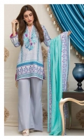 3 Meters Printed Lawn Shirt  2.5 Meters Lawn Dupatta  2.5 Meters Trouser