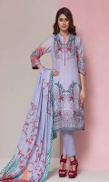 3 Meters Printed Lawn Shirt  2.5 Meters Lawn Dupatta  2.5 Meters Trouser