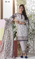 3 Meters Printed Lawn Shirt  2.5 Meters Lawn Dupatta  2.5 Meters Trouser