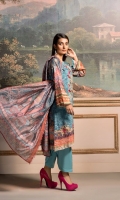 Shirt: Digitally Printed Embroidered Viscose Dupatta: Digitally Printed Organza Trouser: Dyed Premium Viscose