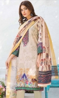 Shirt: Luxury Lawn Digital Printed Chikan Kari Embroidery front with Digital Printed back and sleeves (3 Mtr) Duppatta: Digital Printed Pure Embroidered Bambar Chiffon (2.5 Mtr) Trouser: Premium Dyed Cotton (2.5 Mtr)