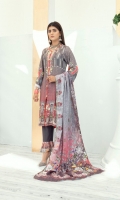 High Quality Digital Printed Shirt with Premium Embroidered Shawl Dupatta and High Quality Dyed Trouser