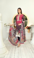 High Quality Digital Printed Shirt with Premium Embroidered Shawl Dupatta and High Quality Dyed Trouser