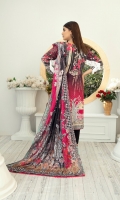 High Quality Digital Printed Shirt with Premium Embroidered Shawl Dupatta and High Quality Dyed Trouser