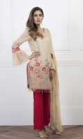 Shirt: Lawn Zari (Machine and hand Embroidered) Dupatta : Chiffon 5 Meter Trouser: Cotton 2.5 Meter