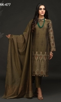 Two-Tone Pure Lawn Jacquard Shirt (Dyed Yarn) .Organza Lawn Dupatta. .Self-Jacquard Cambric Trous