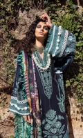 1-Embroidered front+back+sleeves 2.30 meter 3-Embroiderd Pockets 2PCS 4-Sleeves Border 1.30 meter 5-Hem border 2PCS 6-Hem Patti 2PCS 7-Embroiderd border 1.50 meter 8-Screen printed Trouser 2 meter 9-Grip silk printed Dupatta 2.5 meter
