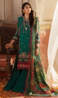 Embroidered Front+ Back + Sleeves on Lawn 2.30 Meter Minaar Printed Dupatta 2.5 Meter Dyed Trouser Cambric 2 Meter Embroidered Motif Organza 3 Pcs Embroidered Hem Border Organza 1.30 Meter Embroidered Sleeves Border Organza 1.30 Meter Embroidered Dupatta Border Organza 8 Meter