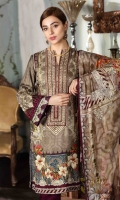 PRINTED FRONT, BACK AND SLEEVES BORDER PRINT EMBROIDERED SLEEVES ORGANZA EMBROIDERED NECKLINE FOR FRONT ORGANZA EMBROIDERED ADDITIONAL PATTI CHIFFON PRINTED DUPATTA PLAIN TROUSER