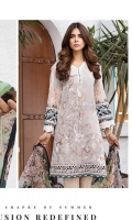 LAWN PRINT EMBROIDERED FRONT LAWN PRINTED BACK LAWN PRINTED SLEEVES LAWN PRINTED BORDER FOR FRONT CRINKLE CHIFFON PRINTED DUPATTA PLAIN TROUSER