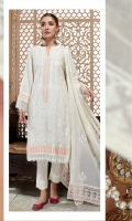 Neps Lawn Embroidered Front Neps Lawn Embroidered Back Neps Lawn Embroidered Sleeves Organza Embroidered Border For Front And Back Organza Embroidered Border For Sleeves Organza Embroidered Pallu Thin Lawn Embroidered Dupatta Plain Trouser