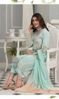 Lawn Brosha Embroidery Shirt Bamber Chifone Chifli Dupata With Embroidery Plain Trouser