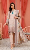 3 Piece embroidered Chikankari Karandi  Cotail with Wool Shawl
