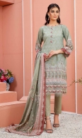 3 Piece embroidered Chikankari Karandi  Cotail with Wool Shawl