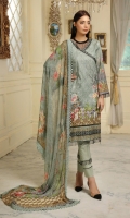 Chickankari Printed Lawn Crinckle Dupatta Plain trouser