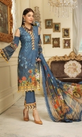 Chickankari Printed Lawn Crinckle Dupatta Plain trouser