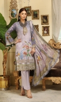 Chickankari Printed Lawn Crinckle Dupatta Plain trouser