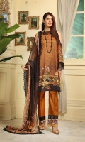 Chickankari Printed Lawn Crinckle Dupatta Plain trouser