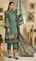Chickankari Printed Lawn Crinckle Dupatta Plain trouser