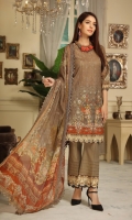 Chickankari Printed Lawn Crinckle Dupatta Plain trouser