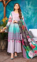 Digital Embroidered Lawn Lawn Dupatta Plain Trouser