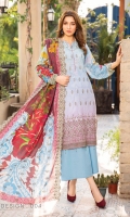 Digital Embroidered Lawn Lawn Dupatta Plain Trouser
