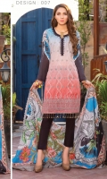 Digital Embroidered Lawn Lawn Dupatta Plain Trouser