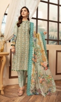 Embroidered Lawn Print Embroidered Dupatta Plain trouser