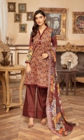 Embroidered Lawn Print Embroidered Dupatta Plain trouser