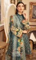 Embroidered Lawn Print Embroidered Dupatta Plain trouser