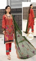 Shirt: - Heavy Embroidered Fine Cotton Dupatta / Shawl: - Embroidered Chiffon Trouser: - Dyed Fine Cotton