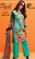 - Lawn Printed Embroidered Shirt - Printed Soft Net Dupatta - Dyed Trouser