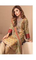 PRINTED & EMBROIDERY FINE LAWN SHIRT WITH PRINTED CHIFOON DUPATTA WITH PLAIN TROUSER
