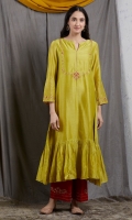 SOLID YELLOW EMBROIDERED ANARKALI WITH PAJAMA