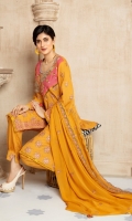 DIGITAL EMBROIDERED KARANDI KAMEEZ KARANDI DYED TROUSER  EMBROIDERED CHIFFON DUPATTA