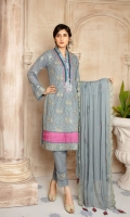 DIGITAL EMBROIDERED KARANDI KAMEEZ KARANDI DYED TROUSER  EMBROIDERED CHIFFON DUPATTA