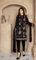 DIGITAL EMBROIDERED KARANDI KAMEEZ KARANDI DYED TROUSER  EMBROIDERED CHIFFON DUPATTA