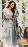 EMBROIDERED LAWN FRONT : 1.25 MTR PRINTED LAWN BACK : 1.25 MTR PRINTED LAWN SLEEVES : 0.65 MTR PRINTED CAMBRIC TROUSER : 2.5 MTR PRINTED CHIFFON DUPATTA : 2.5 MTR ACCESSORIES EMBROIDERED ORGANZA NECK PATCH : 2 PCS EMBROIDERED ORGANZA MOTIF : 2 PCS