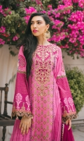 Block printed premium zari linen shirt with embroidered neckline, embroidered sleeve with gota and resham hangings.  Cambric Sharara with gotta accents.  Net dupatta with zari gotta spray and chevron pallus.