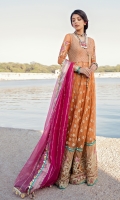 Organza Fabric Front Body 1 mtr  Organza Fabric Front / Back  2.5 mtr  Organza Sleeves 1 mtr  Jamawar Trouser 2.5 mtr  Organza Zari Dupatta 2.5 mtr  ACCESSORIES  Organza Embroidered Border 2 mtr  Sleeves Embroidered Motif 2